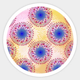 Teardrop Concentric Circle Pattern (Pink,Yellow) Sticker